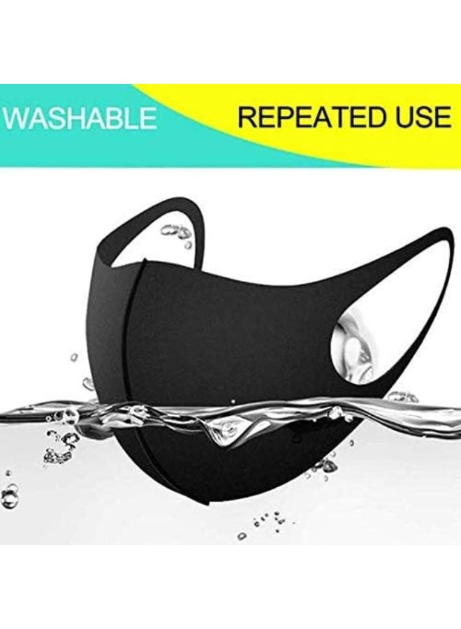 [12-Pack] Black Unisex Single-Layer Reusable and Washable Polyester Face Masks | Soft and Comfortable Face Covering with Stretchy Ear Loops | Breathable Sports Mask for Protection Outdoor + Indoor - Image 3